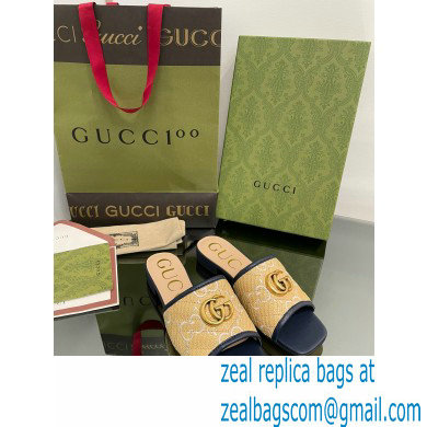 Gucci Women's GG raffia effect slide black 2022 - Click Image to Close