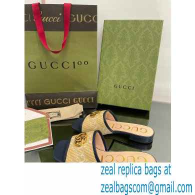 Gucci Women's GG raffia effect slide black 2022