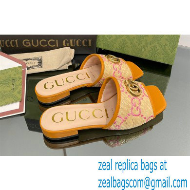 Gucci Women's GG raffia effect slide orange 2022