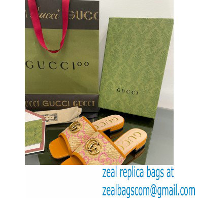 Gucci Women's GG raffia effect slide orange 2022