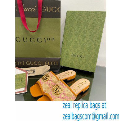 Gucci Women's GG raffia effect slide orange 2022