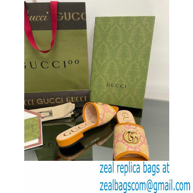 Gucci Women's GG raffia effect slide orange 2022