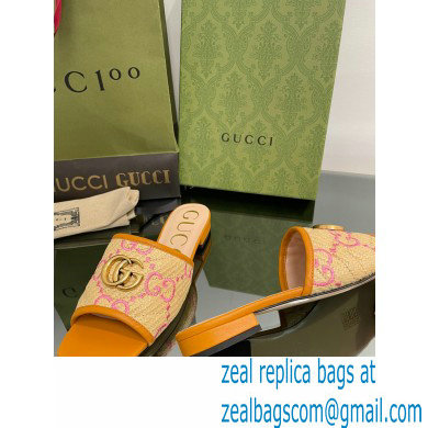 Gucci Women's GG raffia effect slide orange 2022