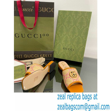 Gucci Women's GG raffia effect slide orange 2022