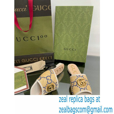Gucci Women's GG raffia effect slide white 2022 - Click Image to Close