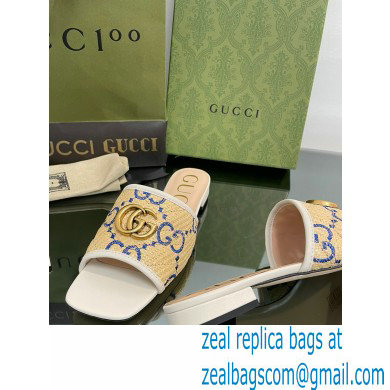 Gucci Women's GG raffia effect slide white 2022