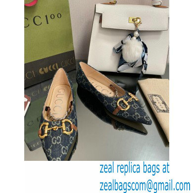 Gucci ballet flats with Horsebit and chain Denim Blue 2022