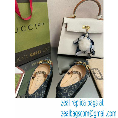 Gucci ballet flats with Horsebit and chain Denim Blue 2022