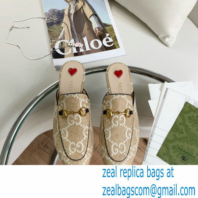 Gucci beige and white Women's GG Princetown slipper 475094 2022 - Click Image to Close
