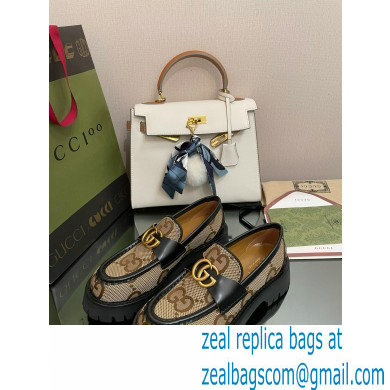 Gucci lug sole Loafers GG Canvas Beige with Double G 2022