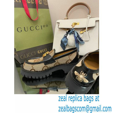 Gucci lug sole Loafers GG Canvas Beige with Double G 2022