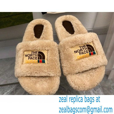 Gucci x The North Face shearling slides Beige 2022 - Click Image to Close