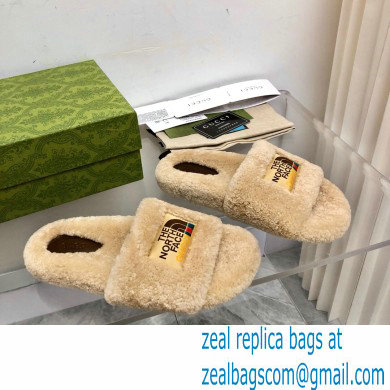 Gucci x The North Face shearling slides Beige 2022 - Click Image to Close