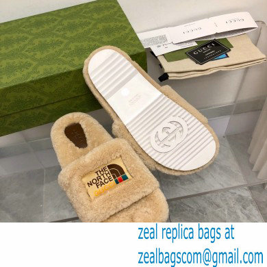 Gucci x The North Face shearling slides Beige 2022 - Click Image to Close