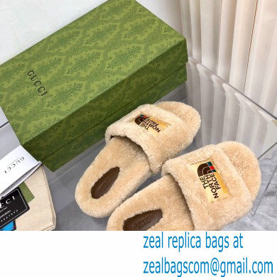 Gucci x The North Face shearling slides Beige 2022