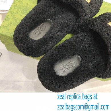 Gucci x The North Face shearling slides Black 2022 - Click Image to Close