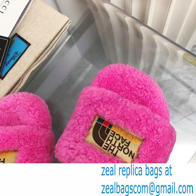 Gucci x The North Face shearling slides Fuchsia 2022 - Click Image to Close