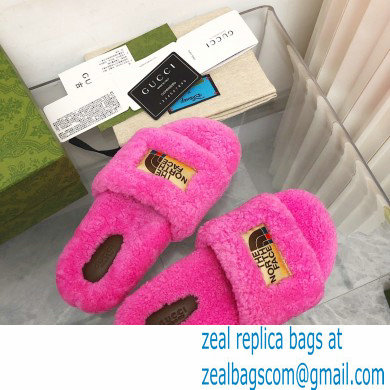 Gucci x The North Face shearling slides Fuchsia 2022