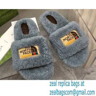 Gucci x The North Face shearling slides Gray 2022