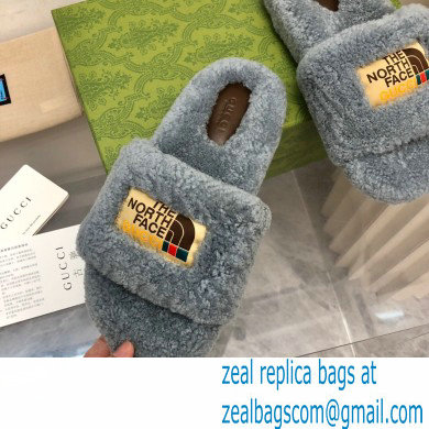 Gucci x The North Face shearling slides Gray 2022