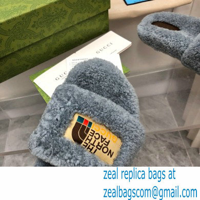 Gucci x The North Face shearling slides Gray 2022