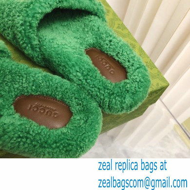 Gucci x The North Face shearling slides Green 2022