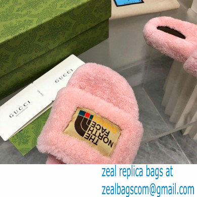 Gucci x The North Face shearling slides Pink 2022 - Click Image to Close