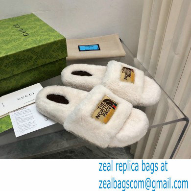 Gucci x The North Face shearling slides White 2022