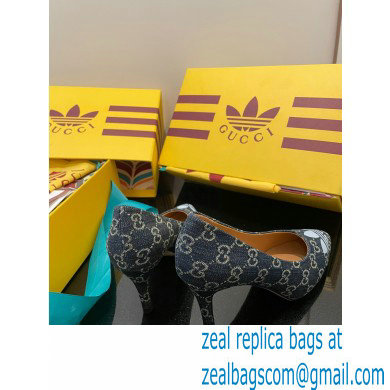 Gucci x adidas Heel 7.5cm women's Trefoil Pumps GG Blue 2022 - Click Image to Close