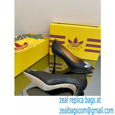 Gucci x adidas Heel 7.5cm women's Trefoil Pumps Leather Black 2022