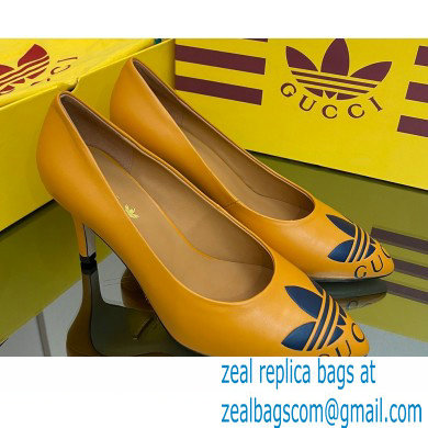 Gucci x adidas Heel 7.5cm women's Trefoil Pumps Leather Yellow 2022 - Click Image to Close