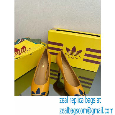 Gucci x adidas Heel 7.5cm women's Trefoil Pumps Leather Yellow 2022