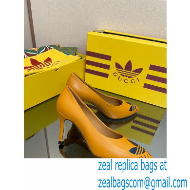 Gucci x adidas Heel 7.5cm women's Trefoil Pumps Leather Yellow 2022 - Click Image to Close