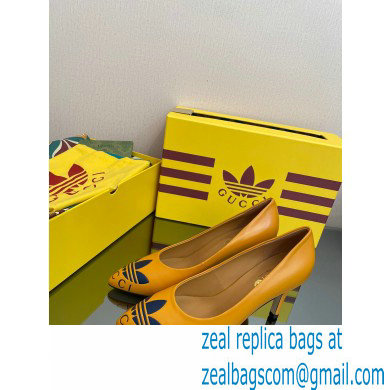 Gucci x adidas Heel 7.5cm women's Trefoil Pumps Leather Yellow 2022 - Click Image to Close