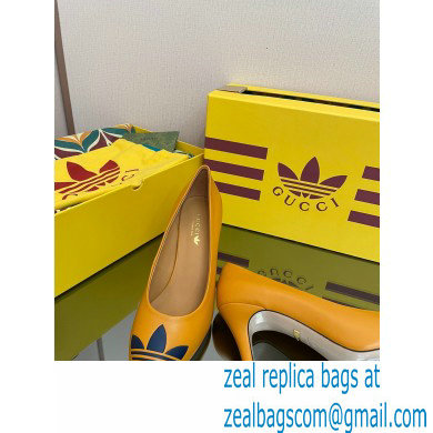 Gucci x adidas Heel 7.5cm women's Trefoil Pumps Leather Yellow 2022 - Click Image to Close