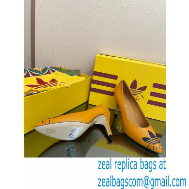 Gucci x adidas Heel 7.5cm women's Trefoil Pumps Leather Yellow 2022