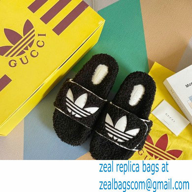 Gucci x adidas shearling platform sandals Black 2022 - Click Image to Close