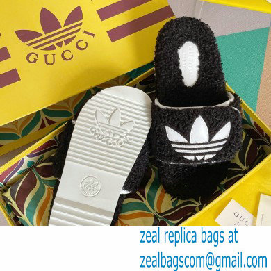 Gucci x adidas shearling platform sandals Black 2022