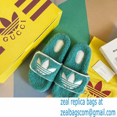 Gucci x adidas shearling platform sandals Blue 2022