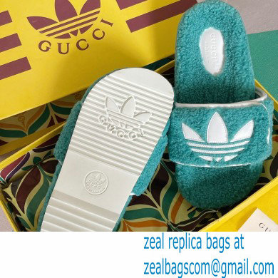Gucci x adidas shearling platform sandals Blue 2022 - Click Image to Close