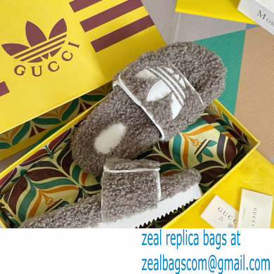 Gucci x adidas shearling platform sandals Gray 2022