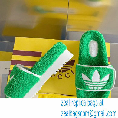 Gucci x adidas shearling platform sandals Green 2022 - Click Image to Close