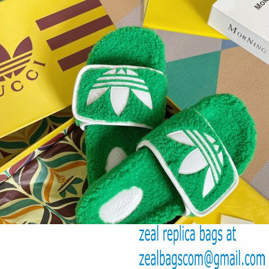 Gucci x adidas shearling platform sandals Green 2022