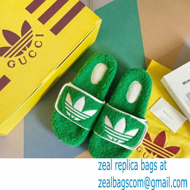 Gucci x adidas shearling platform sandals Green 2022