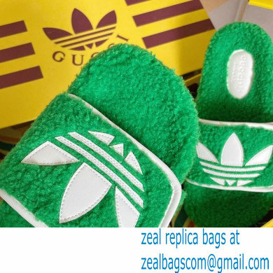 Gucci x adidas shearling platform sandals Green 2022