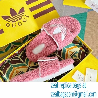 Gucci x adidas shearling platform sandals Pink 2022 - Click Image to Close