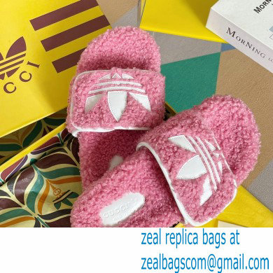 Gucci x adidas shearling platform sandals Pink 2022