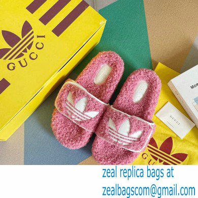 Gucci x adidas shearling platform sandals Pink 2022 - Click Image to Close