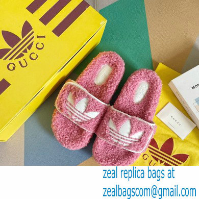 Gucci x adidas shearling platform sandals Pink 2022