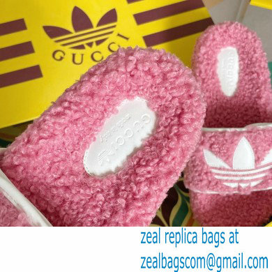 Gucci x adidas shearling platform sandals Pink 2022 - Click Image to Close